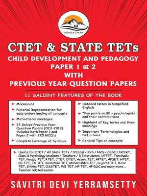cover image of CTET & State TETs: Child Development and Pedagogy Paper 1 & 2 with Previous Year Question Papers